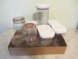 OXO canisters and snap ring jars...
