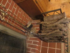 Fireplace tools, log holder...