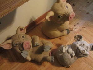 Three pigs - in door...