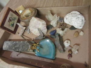 Rocks with game pieces, amethyst, f...