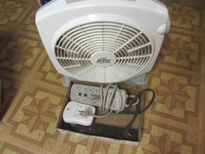 Lasko fan, power strips...