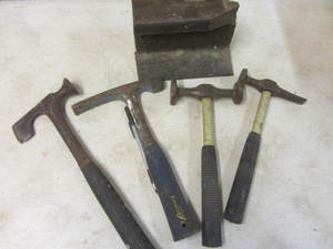 Railroad tie anvil, Estwing hammers...