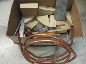 Copper plate & tubing, wood blocks...