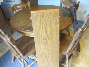Dining table, 42 pedestal with two...