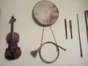 Viola with bow, drum & bugle, two r...
