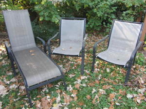 Adjustable chaise lounge and two ch...