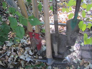 Post hole diger, shovels, grub hoe...
