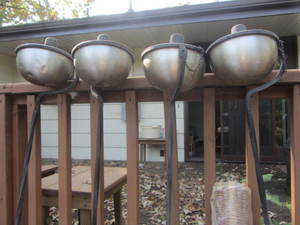 Tiki torches four 6ft metal, one b...