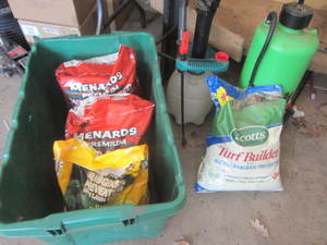 Weed & Feed - two bags, lawn fertil...