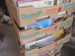 Three flats of paperbacks with Trix...