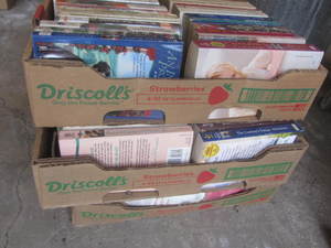 Three flats of paperbacks with Debb...