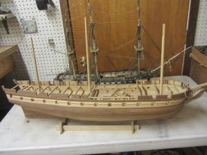 Wooden model ship 43L partially co...