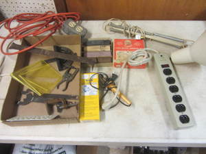 Work light, cords, power strip, new...