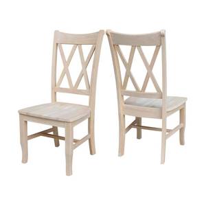 lot 208 image: International Concepts Unfinished Wood Double X-Back Dining Chair (Set of 2) C-20P