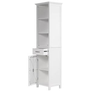 lot 227 image: Elegant Home Fashions Victorian 17 in. W x 65 in. H x 13-12 in. D Bathroom Linen Storage Cabinet in White 9HD978