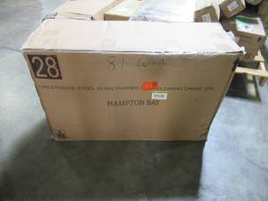 lot 415 image: Hampton Bay (2-Pack) Steel Padded Sling C-Spring Outdoor Patio Dining Chair FCS60610R-2PK