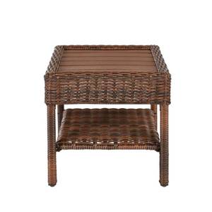 lot 421 image: Hampton Bay Cambridge Brown Wicker Square Outdoor Side Table 65-17148B7