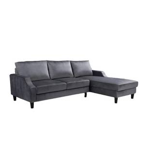 lot 319 image: US Pride Furniture Garcia Grey Velvet Sectional Sofa Right Facing, 0158-R