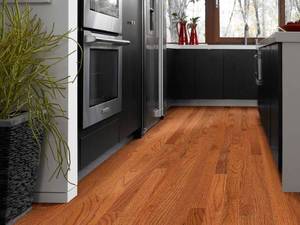 lot 323 image: 4 Cases of SHAW Golden Opportunity Gunstock 34 in x 3 14 in x Random Length Hardwood Flooring (27 sq ft.case), 132BW00609