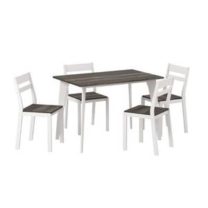 lot 328 image: Furniture of America Miley 5-Piece Gray and White Dining Table Set - Slight ScratchesCorner DingSeats are loose.