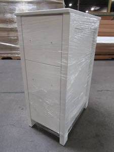 lot 342 image: 3 Drawer NightstandEnd Table With MarbleStone Top in White.
