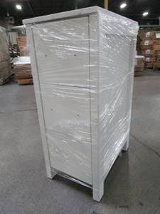lot 343 image: 3 Drawer NightstandEnd Table With MarbleStone Top in White