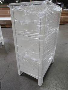 lot 344 image: 3 Drawer NightstandEnd Table With MarbleStone Top in White - Slight Chip on Stone Top - See Photos