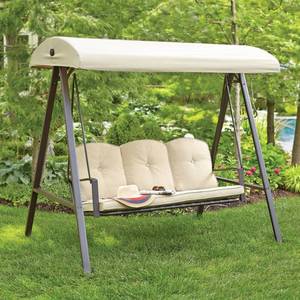lot 322 image: Hampton Bay Cunningham 3-Person Metal Outdoor Swing with Canopy, GSS00132D