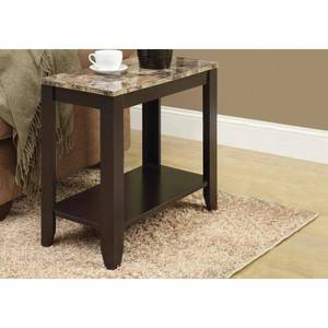 lot 402 image: Monarch Specialties Cappuccino Faux Marble End Table, I3114