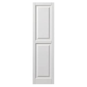 lot 605 image: Ply Gem 15 in. x 55 in. Raised Panel Polypropylene Shutter Pair in White, VINRP1555 11.