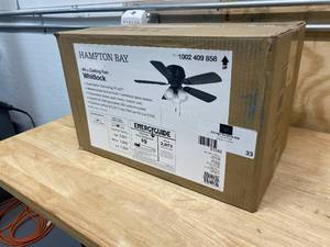 lot 33 image: Hampton Bay 52644 Whitlock 44 in. LED Indoor Mediterranean Bronze Ceiling Fan with Light Kit