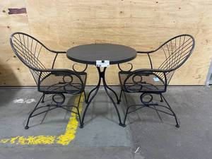 lot 47 image: Teamson Peaktop 3-Piece Patio Swivel Bistro Set