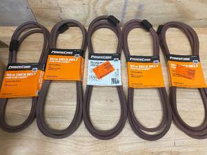 lot 73 image: Lot of 17 lawn mower drive belts. John DeerePowercare