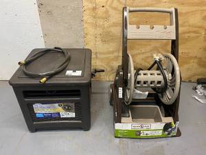 lot 81 image: Mixed lot-NeverLeak Plastic 250-ft Cart Hose ReelSuncast Plastic 225-ft Hideaway Hose Reel