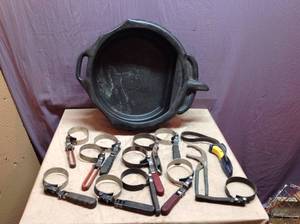 lot 183 image: Oil Drain Pan & Oil Filter Wrenches