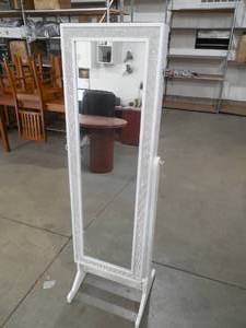 lot 4 image: Chic Home Design Glitzy Crystal-Bordered Cheval Mirror Jewelry Storage Armoire