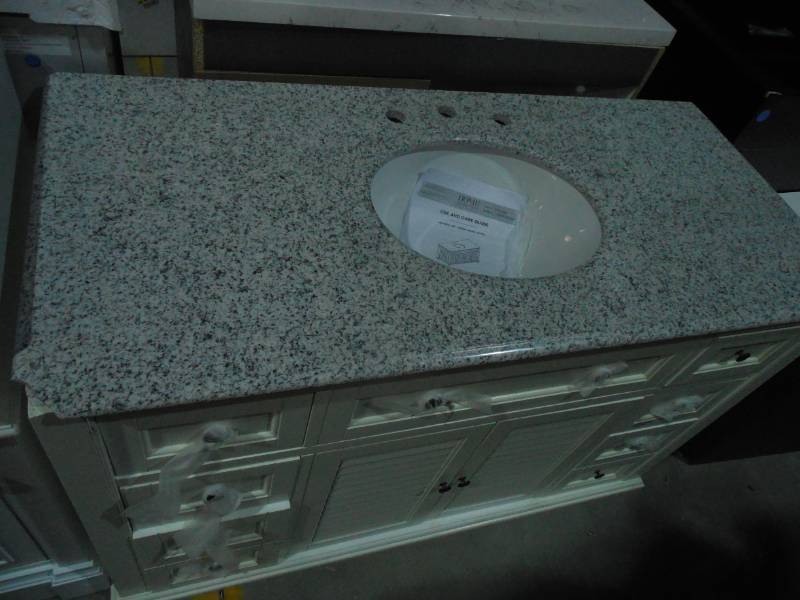 lot 120 image: Hamilton Shutter 49-12 in. W x 22 in. D Bath Vanity in Ivory with Granite Vanity Top in Grey
