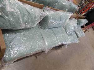 lot 27 image: HOME DECORATIONS BERMUDA WOOD OUTDOOR 4 PC SOFA.