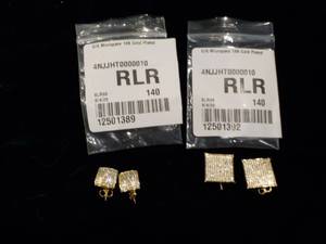2 Pair Gold Plated Micropave 18K Go...