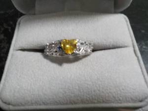 Rhodium Plated Heart with 2 Stones ...