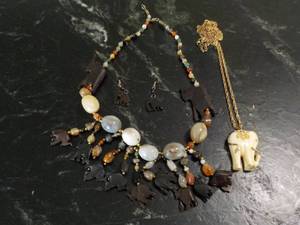 2 Elephant Necklaces and 1 pr Earri...