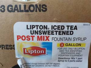 3 Gallon Lipton Iced Tea Unsweetene...