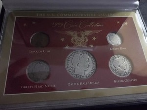 1909 Collectors Set Lincoln Cent, Liberty Nickel, Barber Dime, Quarter & Half Dollar.  All 1909 Mint Date