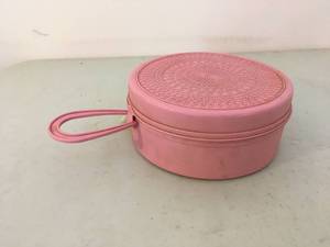 lot 113 image: Vintage Pink Plastic Hasbro Battery Operated Hair Dryer with Case