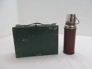 vintage Icy hot lunch box, thermos