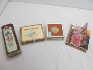 vintage cigar boxes, tins, atlas