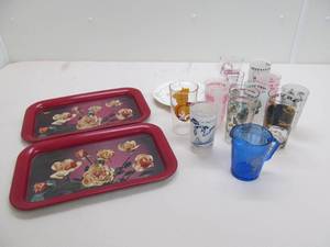 souvenir glasses, trays