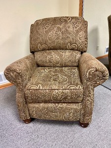 lot 39 image: Like New Paisley Patterned Brown, Beige & Cream Fabric Recliner