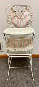 lot 55 image: Vintage Doll High Chair Iron w Wood Tray
