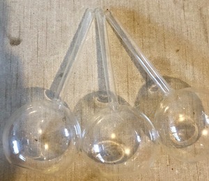 lot 69 image: Three Round Glass Vases wNarrow Necks